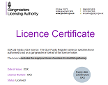 GLA licence certificate