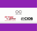 Stronger Together logo CIOB logo on purple background