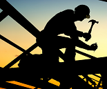 silhouette construction worker with hammer