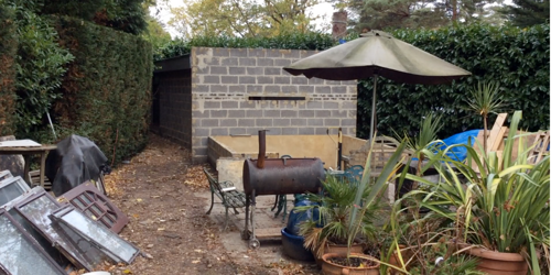 Brick shed in Southampton garden