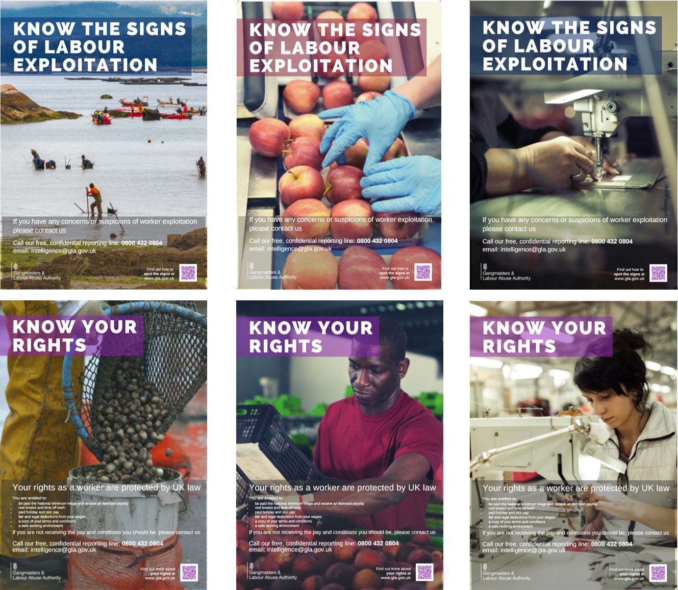 Six Know the signs of labour exploitation know your rights poster images