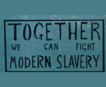 Together we can fight modern slavery green background