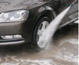 Washing car with high pressure washer