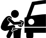 Car washer icon black and white