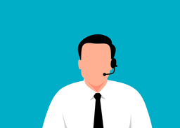 graphic of a man in a shirt and tie with a headset on