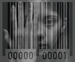 face of girl with bar code overlay