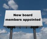 Sky with billboard text New board members appointed 155x128