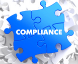 Compliance on blue puzzle on white background