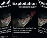 Exploitation = modern slavery foot on hand picking up money