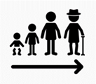Baby child adult old person icons