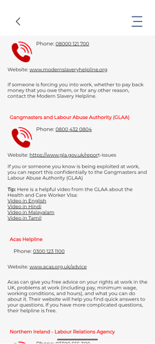 Just Good Work app screen shot showing links to care worker video